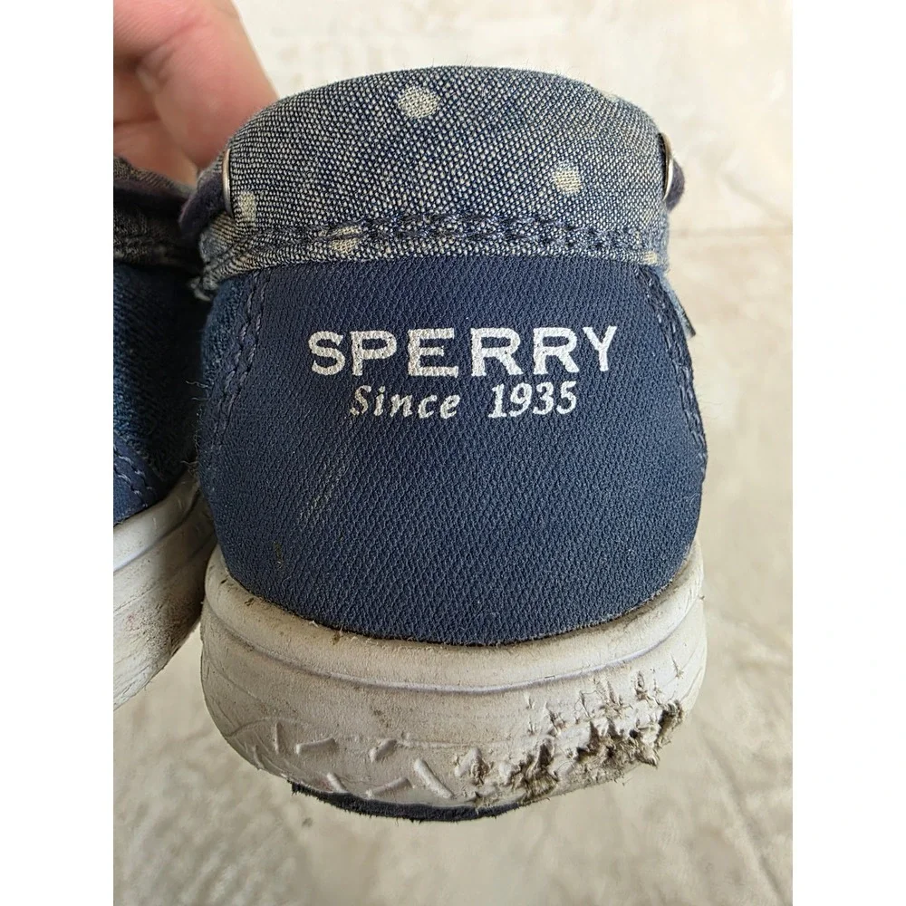 Sperry Shoresider 3 Eye Navy Blue Polka Dot Boat‎ Shoes SCK159837 Kids Size 3M